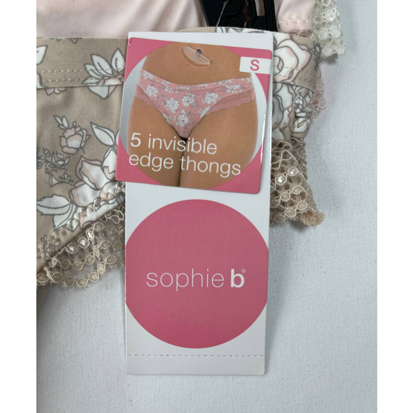 Sophie b Women's 5 Pair Pack Invisible Edge Thongs Floral Multicolor Small NEW - Picture 9 of 11